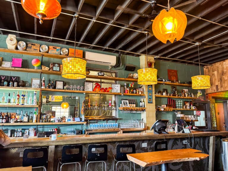 brewery emperial in crossroads arts district is eclectic with blue walls and artsy decor