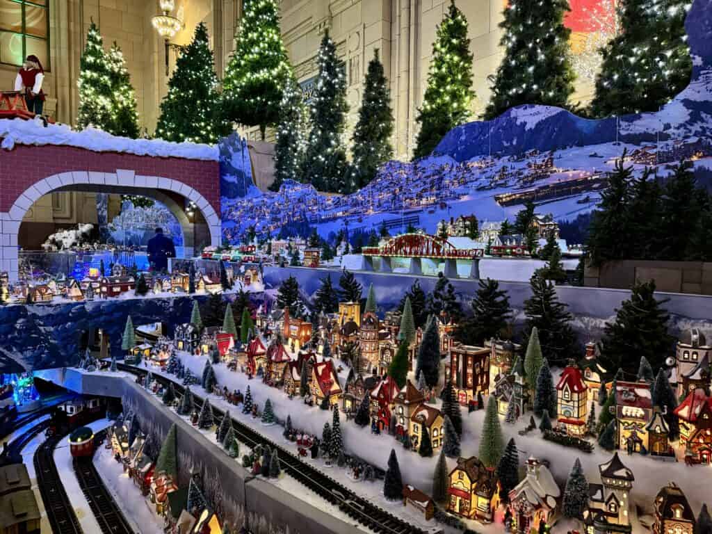 holiday model train exhibit at union station