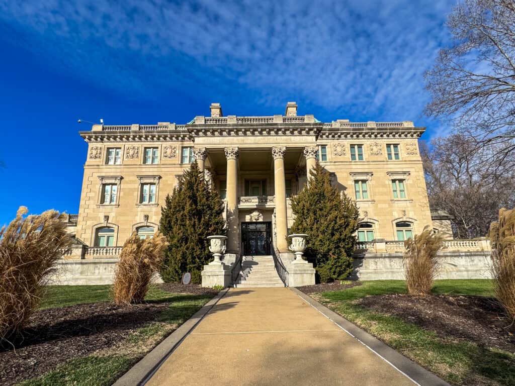 front of the kansas history museum building in a former mansion