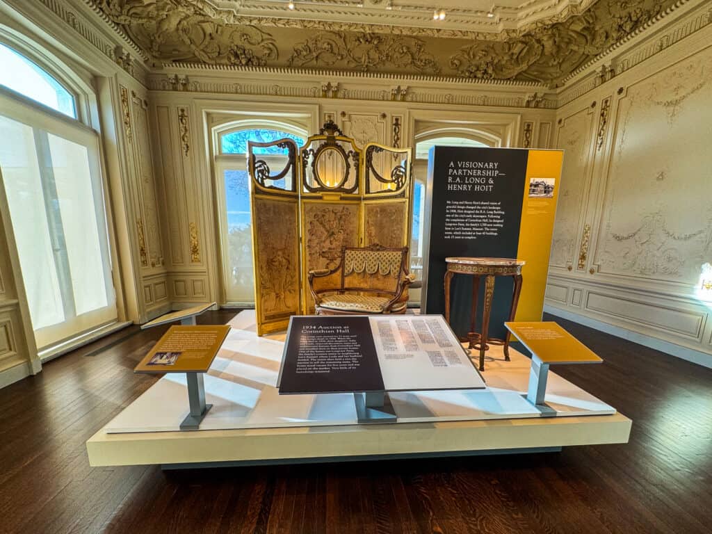 exhibit of an 1800's sitting room at the kansas city history museum