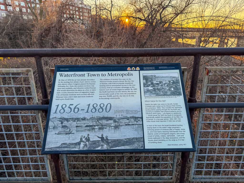 historical marker at the town of kansas bridge