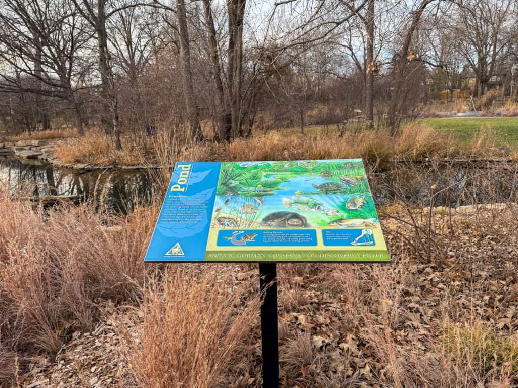 informational sign at the outdoor park of anita b gorman nature center