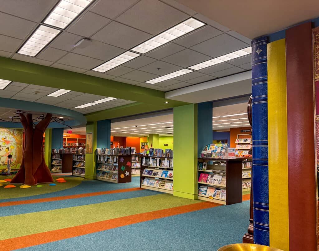 brightly colored children's library in kansas city missouri