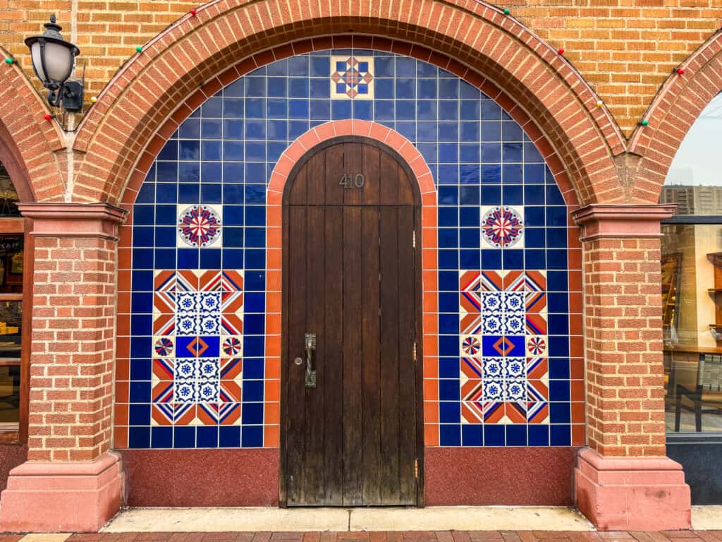 colorful historic door with tile decor on the plaza kansas city